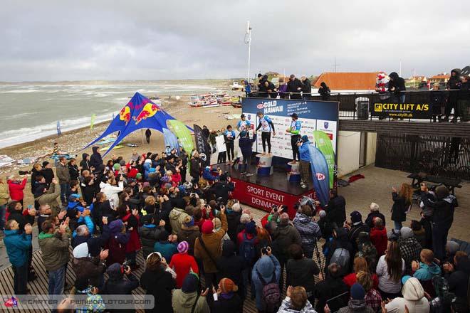 Prize giving in Cold Hawaii - PWA Cold Hawaii World Cup 2013 ©  John Carter / PWA http://www.pwaworldtour.com